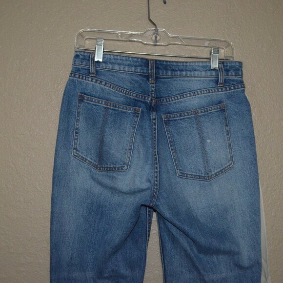 Sz 4 Hellessy Silk Cream Tie Sash Jewel Detail Denim Blue Jeans - Picture 10 of 11